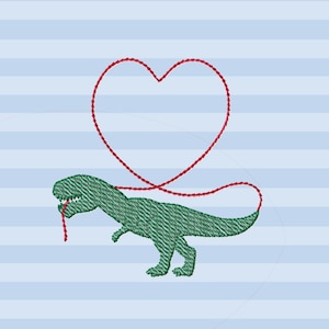 Motifs de broderie monogramme dinosaure pour garçons, motifs de broderie Saint-Valentin pour enfants, fichiers de broderie T-Rex Pes