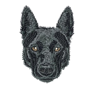 Black kelpie dog face machine embroidery designs, dutch and german shepherd, belgian sheepdog, Norwegian Elkhound, applique and fill
