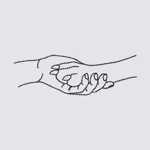 Dog Paw and Human Hand Machine Embroidery Design, Back Stitch, 2.5in - 12in