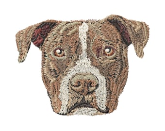 Pitbull Gesicht Maschinenstickerei, Bunter Hund, Füllung und Applikation: 5 - 20 cm