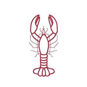 Crawfish aplique machine embroidery design files in 8 sizes