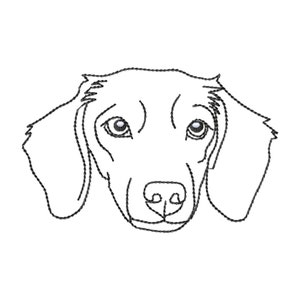 Dachshund Dog Face Machine Embroidery Design: Outline Digital Files (1.5&#39;-8&#39; Sizes)