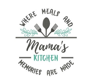 Kitchen Apron Embroidery Design Saying, Add Name, Kitchen Towels Embroidery Patterns, Kitchen Banner Pes Files, Family, Mom, Personalization
