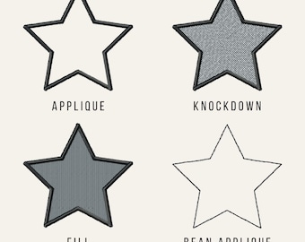 Stern Maschinenstickerei: Satin und Bohne Applikation, Fill und Knockdown / Native ONE6-Datei inklusive