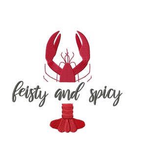 South sayings embroidery designs with boiled crawfish, 6 sizes