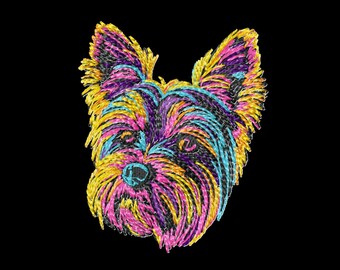 Yorkshire Terrier Face Machine Embroidery Design, Multiple Sizes