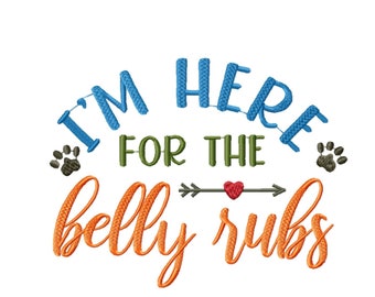 Dog Bandana Machine Embroidery Design: Belly Rubs Saying