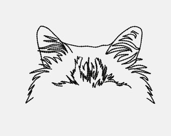 Diseño de bordado a máquina de orejas de gato atigrado Ragdoll