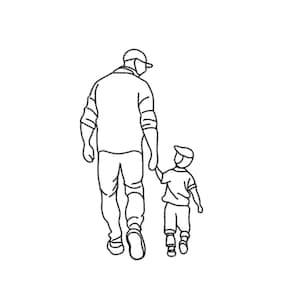 Diseño de bordado de papá e hijo para máquina, patrones de bordado del día del padre, descarga de bordado de papá y niño caminando Pes, contorno Jef