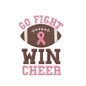 Football Cheer Machine Embroidery Designs, Breast Cancer Awareness Embroidery Patterns, 8 Sizes