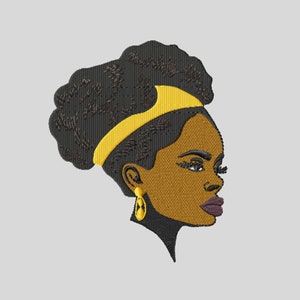 Elegant African Woman Embroidery Design: Machine Embroidery Files (Multiple Sizes)