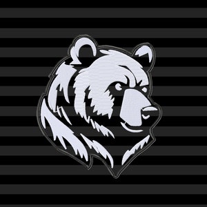 クマの機械刺繍デザイン、森の動物の刺繍パターン、クマの頭のPES刺繍ファイル、クマの描画Jef、
