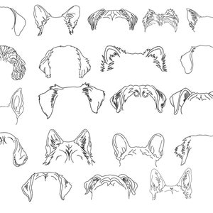 Dog Ears Bundle Machine Embroidery Design: Backstitch Line Art