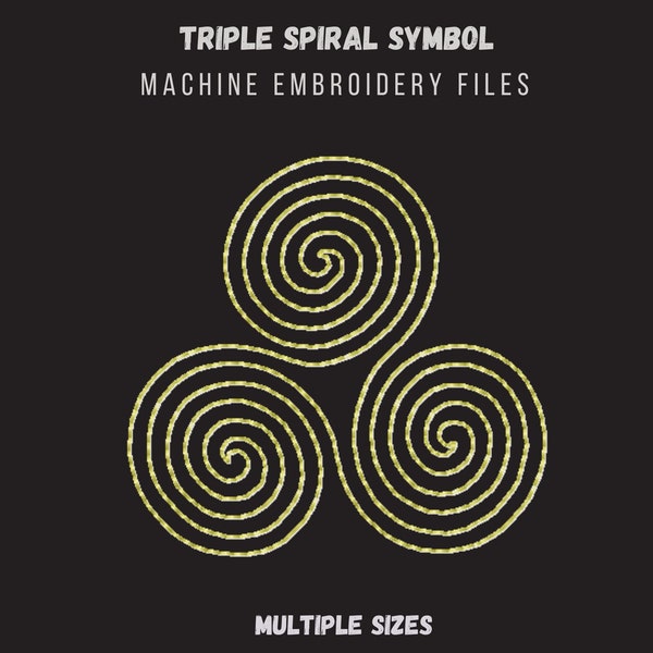 Triple spiral machine embroidery design, ancient symbol, witchy embroidery files, celtic swirl, mystical, magical, celestial, witch