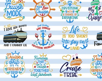 Funny and Cute Cruise Machine Embroidery Designs Bundle, Family Cruise Embroidery Patterns, Cruise Squad Pes Files, Drinking Cruise Hus