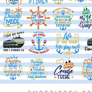 Funny and Cute Cruise Machine Embroidery Designs Bundle, Family Cruise Embroidery Patterns, Cruise Squad Pes Files, Drinking Cruise Hus