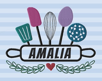 Machine Embroidery Designs for Kitchen Aprons, Towels, Pot Holders, Oven Mitts Personalization, Kitchen Monogram Embroidery Patterns,