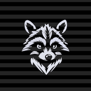 Raccoon Face Machine Embroidery Design for Dark Colored Fabrics, Cartoon Raccoon Embroidery Patterns, Raccoon Head Pes Embroidery Files