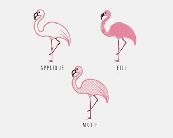 Simple Flamingo Machine Embroidery Design: Fill Stitch and Applique