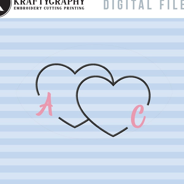 Heart Monogram Frame Machine Embroidery Designs, Valentine Embroidery Patterns, Wedding Embroidery Files, Simple Monogram Pes Files