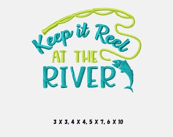 Fishing Machine Embroidery Design: Funny River Quotes (Digital Download)
