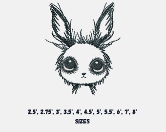 Gothic bunny face machine embroidery design, cute rabbit embroidery files, mystical embroidery patterns