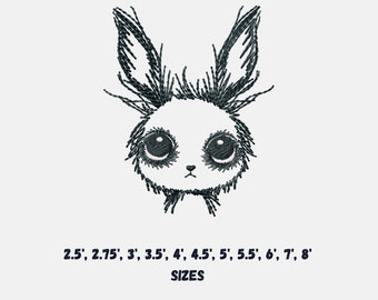 Gothic Bunny Face Machine Embroidery Design: Mystical Rabbit