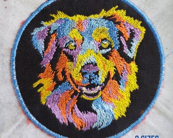 Motif de broderie Machine coloré Berger australien : 3 tailles de fichiers numériques