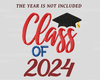 Class of 2024 Machine Embroidery Designs, Graduation Cap Embroidery Patterns, Graduation 2024 Pes Files, Senior 2024 Jef, School Hus