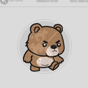 Disegni di ricamo a macchina orso carino divertente, disegni di ricamo orso arrabbiato, file di ricamo mini orso, file Pes orso piccolo, orso neonato