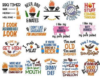 Grill Machine Embroidery Design for Men Aprons and Kitchen Towels