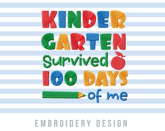 100th Day of School Machine Embroidery Design: Kindergarten Patterns