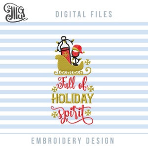 Funny Christmas Wine Bag Embroidery Design: Holiday Saying (Machine Files)
