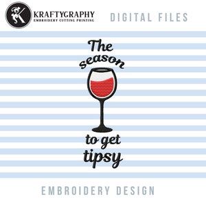 Funny Christmas Wine Bag Embroidery Design: Tipsy Sayings (Machine Files)