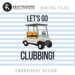 Funny Golf Machine Embroidery Design with Cart for Golfer Towels