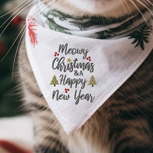 Christmas cat machine embroidery design funny, cute cat lover embroidery pattern, cat bandana pes files,