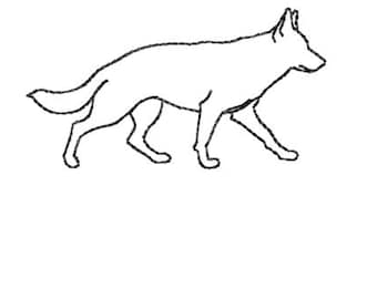 Deutscher Schäferhund Maschinenstickerei, Stickdatei, Skizze, 2,5 - 20 cm Größen
