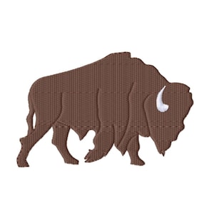 Buffalo Silhouette Embroidery Design: Bison Fill Stitch (7 Sizes, Machine Files)