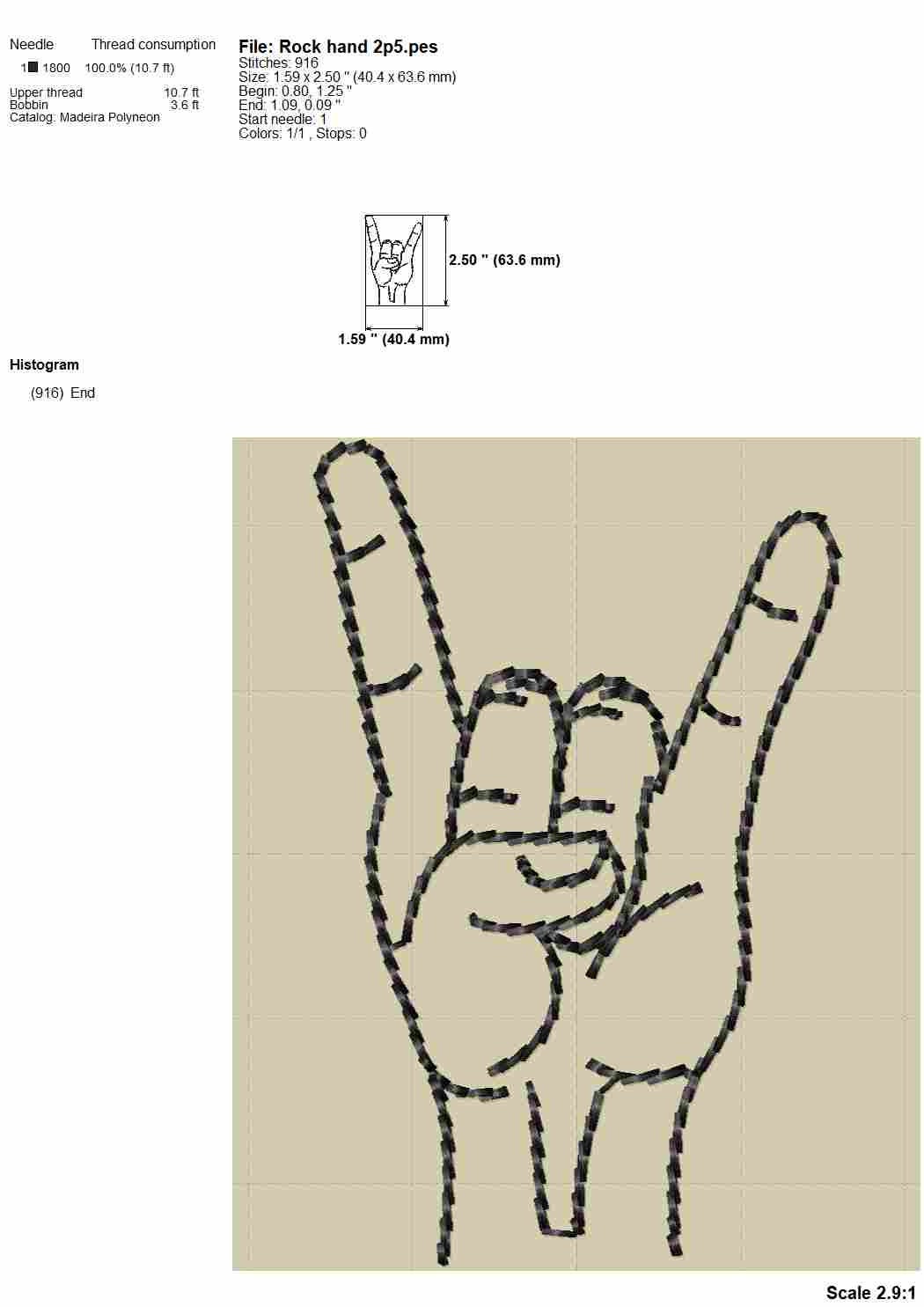 Rock Hand Sign Machine Embroidery Designs, Multiple Sizes, Sketch Style ...
