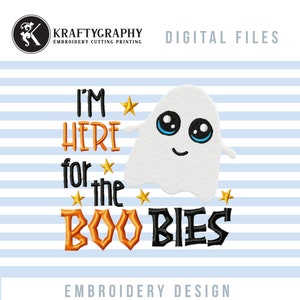 Funny Halloween Baby Bibs Machine Embroidery Designs, Hilarious Toddler Embroidery Patterns, Cute Ghost Pes Files, Applique Embroidery image 1