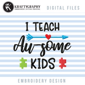 Autism Teacher Embroidery Design: Puzzle Heart Arrow (Machine Files)