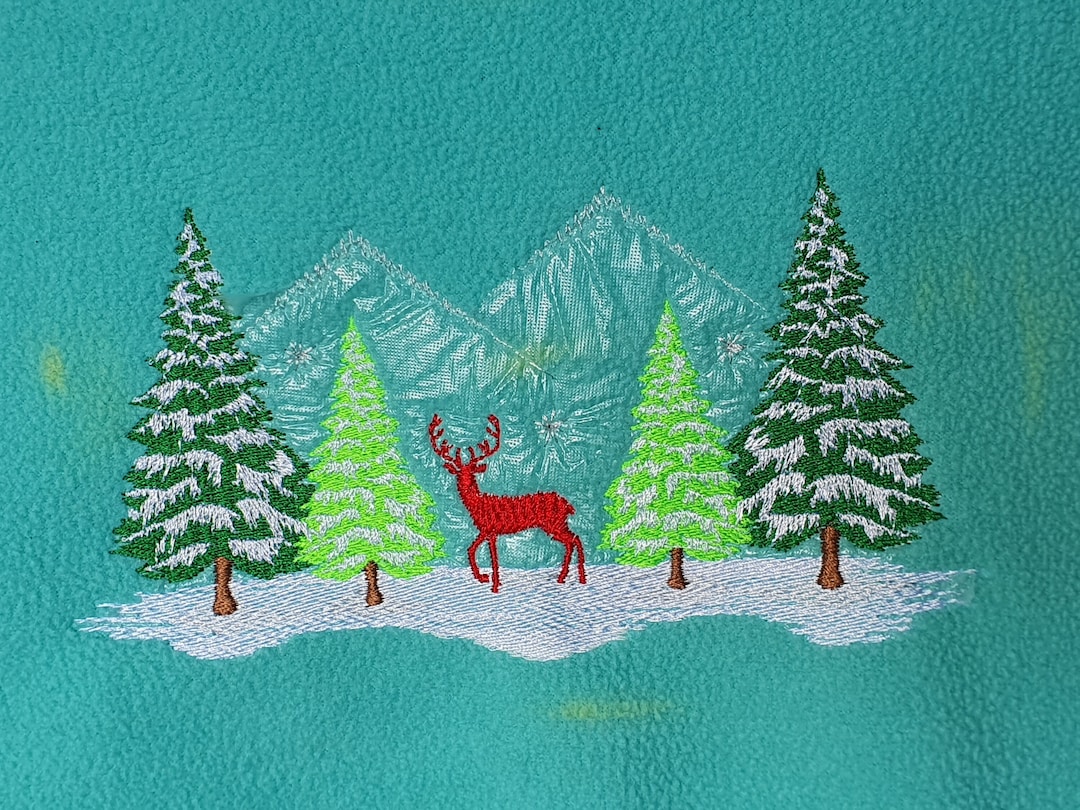 Christmas Scene Machine Embroidery Design Winter Landscape Etsy