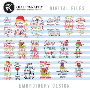 Funny Christmas Wine Sayings Embroidery Designs (Machine Files)
