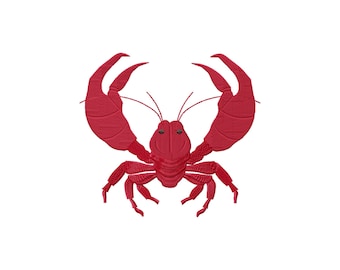 Crawfish Machine Embroidery Design, Cajun Fill Stitch Patterns: 2in - 7in