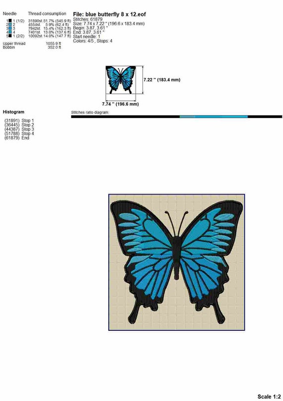 Blue Butterfly Machine Embroidery Design Butterfly Patch - Etsy