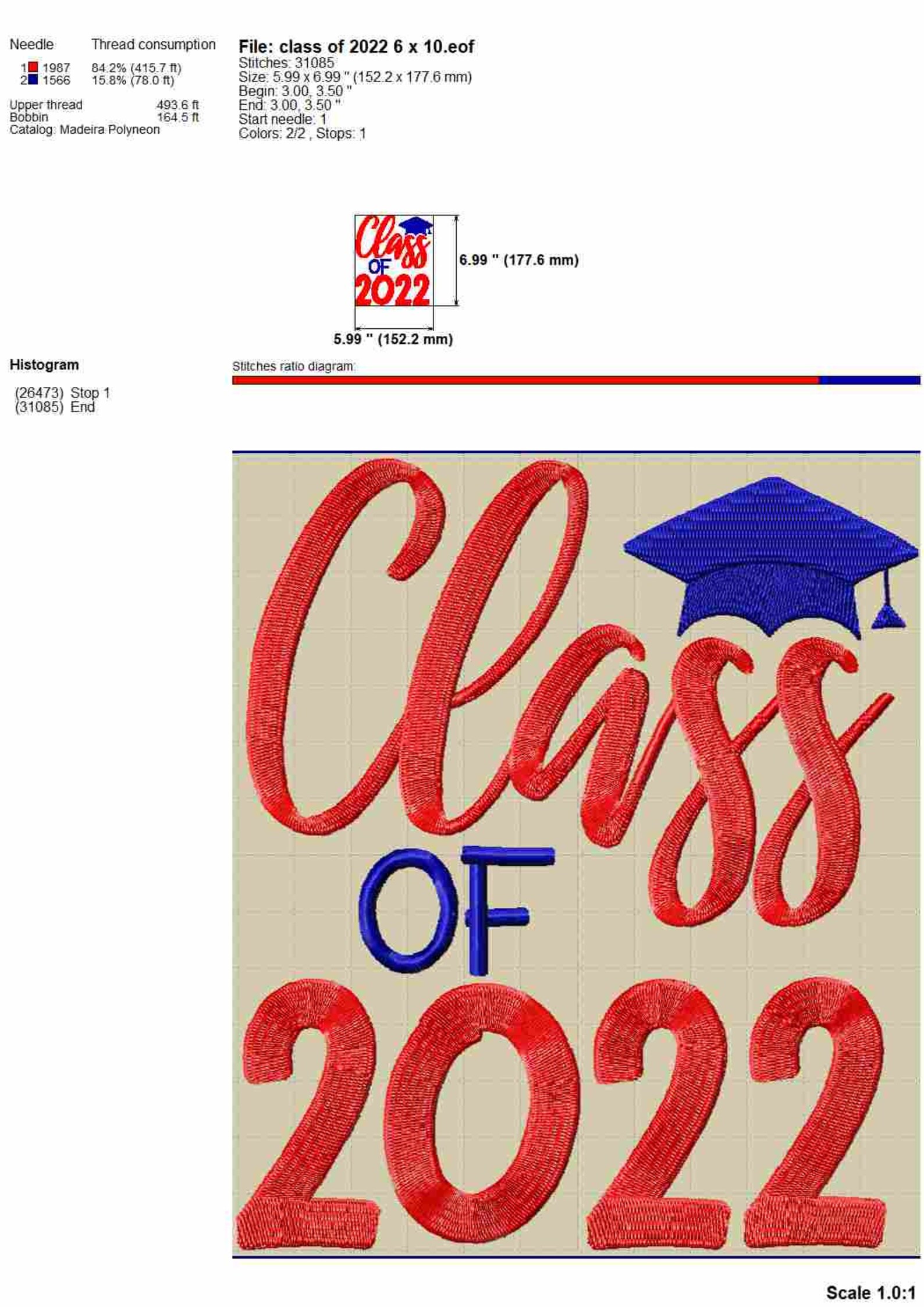 Class of 2022 machine embroidery designs graduation cap  etsy
