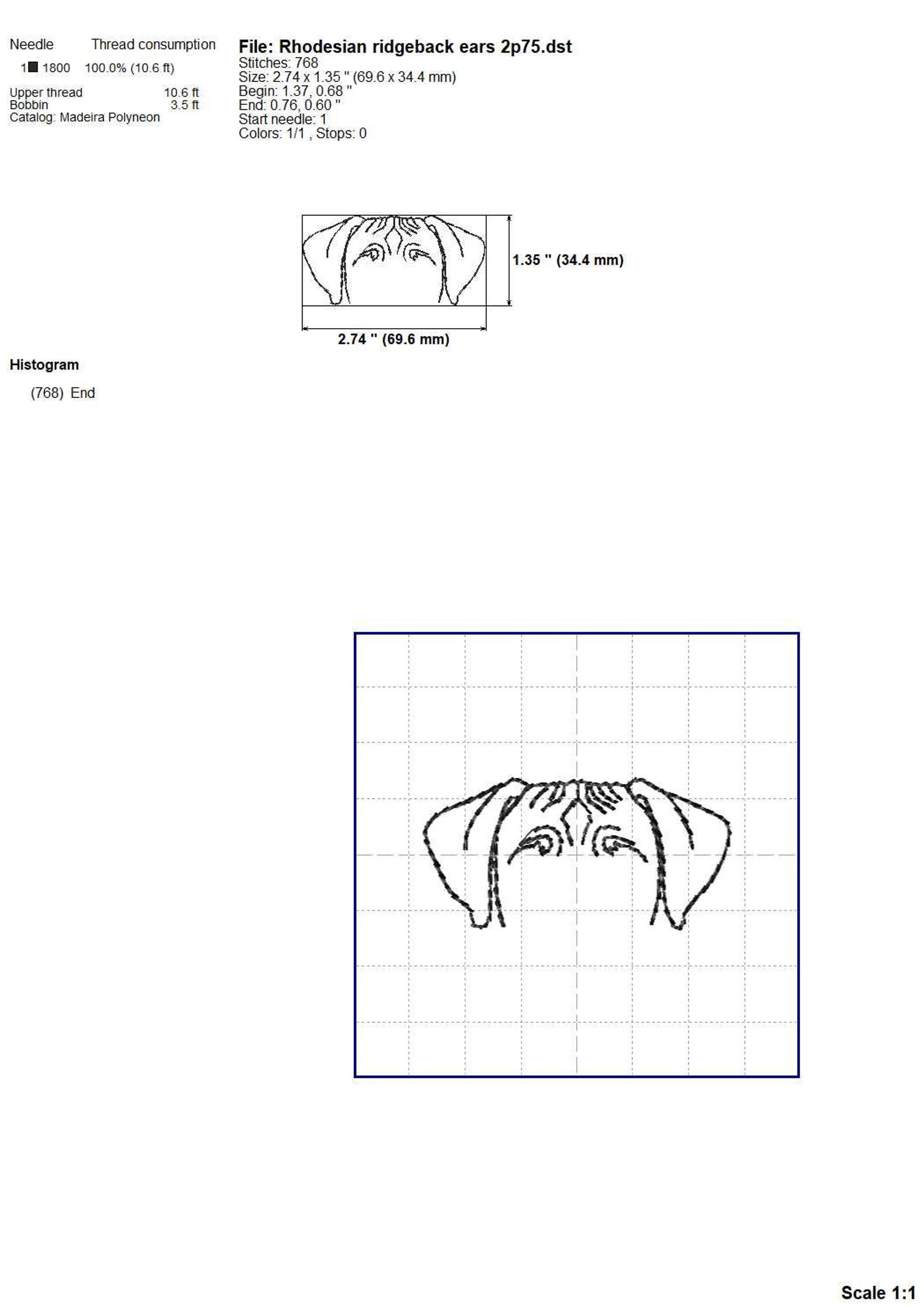 Rhodesian Ridgeback Dog Ears Embroidery Design: Simple Outline (digital ...