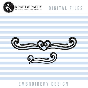 Motif de broderie machine diviseur de coeurs : bordure en spirale, embellissement d&#39;un seul trait