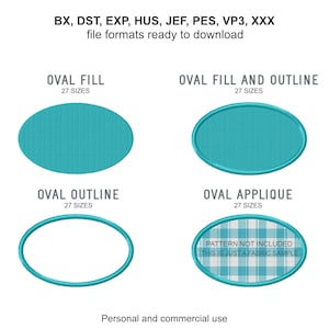 Oval Machine Embroidery Designs – Fill, Outline, Applique (BX File)
