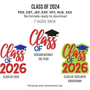 Class of 2026 Graduation Cap Machine Embroidery Design (Digital Files)